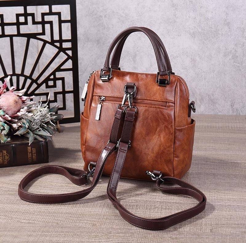 Johnature Zaino Vintage Fatto a Mano Goffrato Multiuso e Versatile Grande Capacità Borsa da Donna