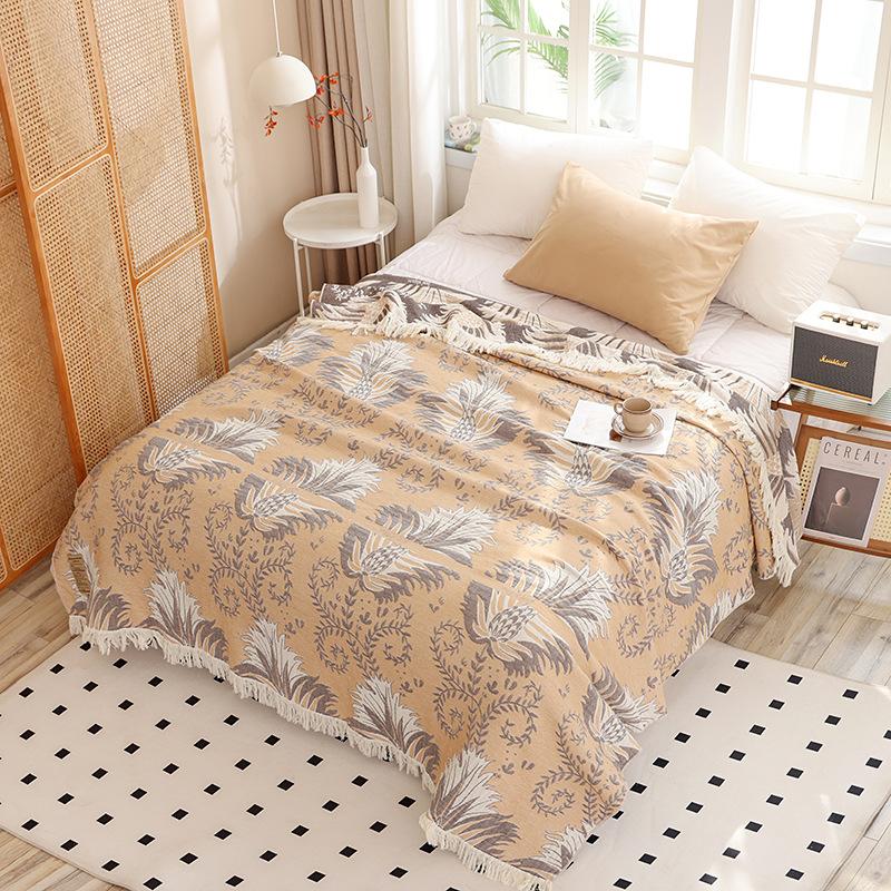 Neuer Stil, reine Baumwolle, Quaste, vierlagiges Gaze-Handtuch, Steppdecke, doppelte klimatisierte Decke, Baumwoll-Sofa-Handtuch, vier Jahreszeiten, Mittagspausen-Abdeckung, Decke