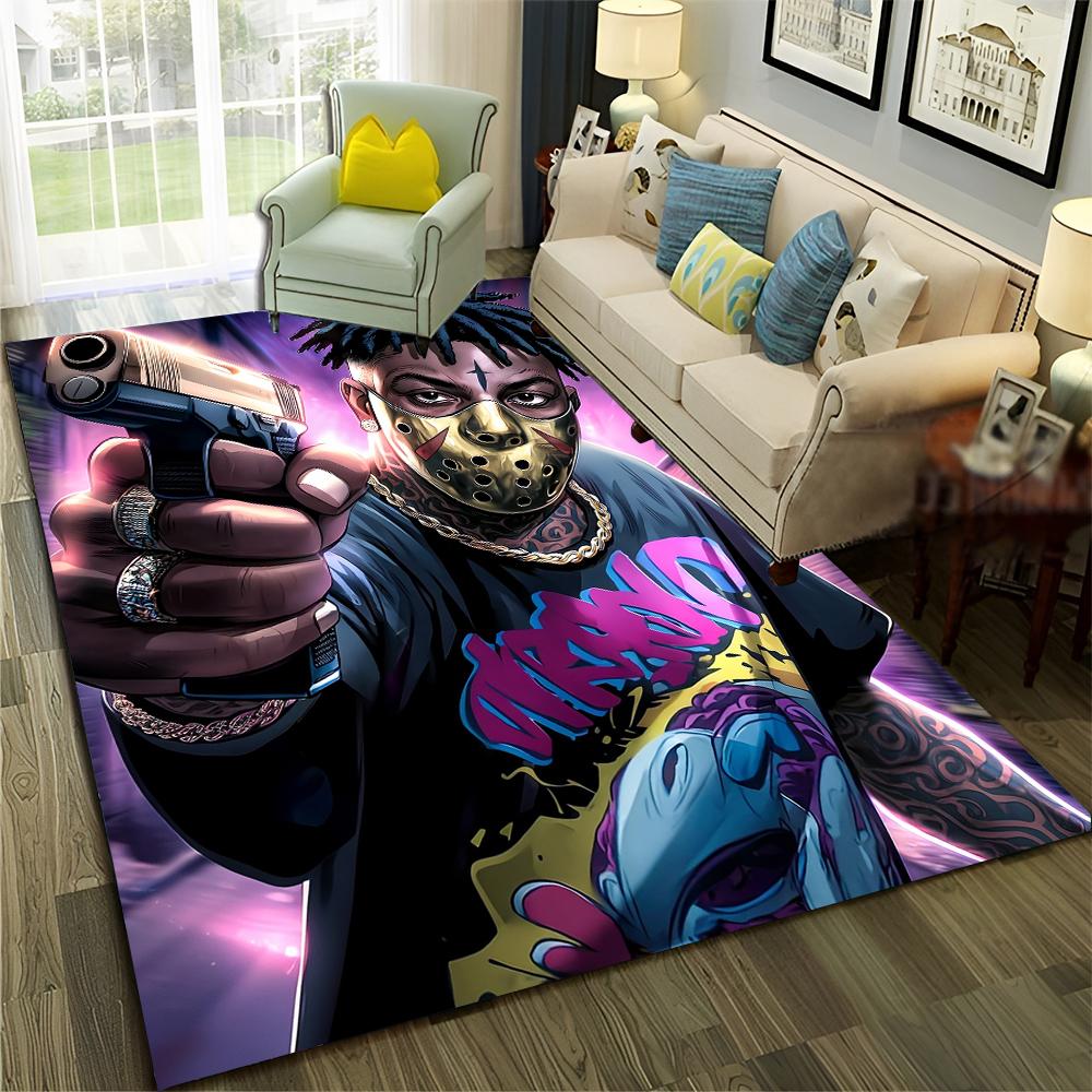 New Legend Rappers Star Art Cartoon Hip Hop Rug for Bedroom Living Room Sofa Home Doormat Decor,Kid Play Non-slip Floor Mat