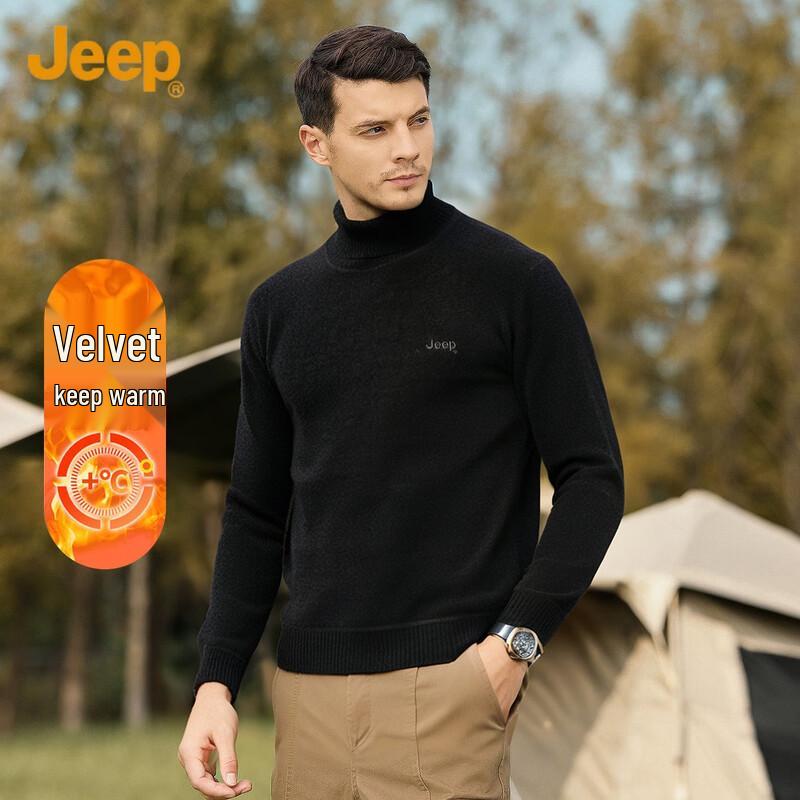JEEP Men s Winter Plush Turtleneck Sweater 2XL чёрный