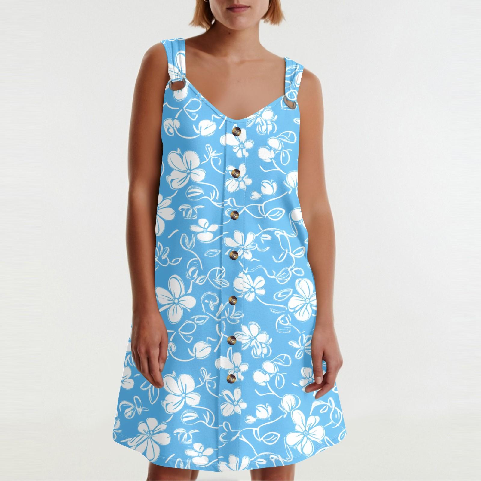 

Women s Summer Dress With Pocket Sleeveless Floral Print Sundress L