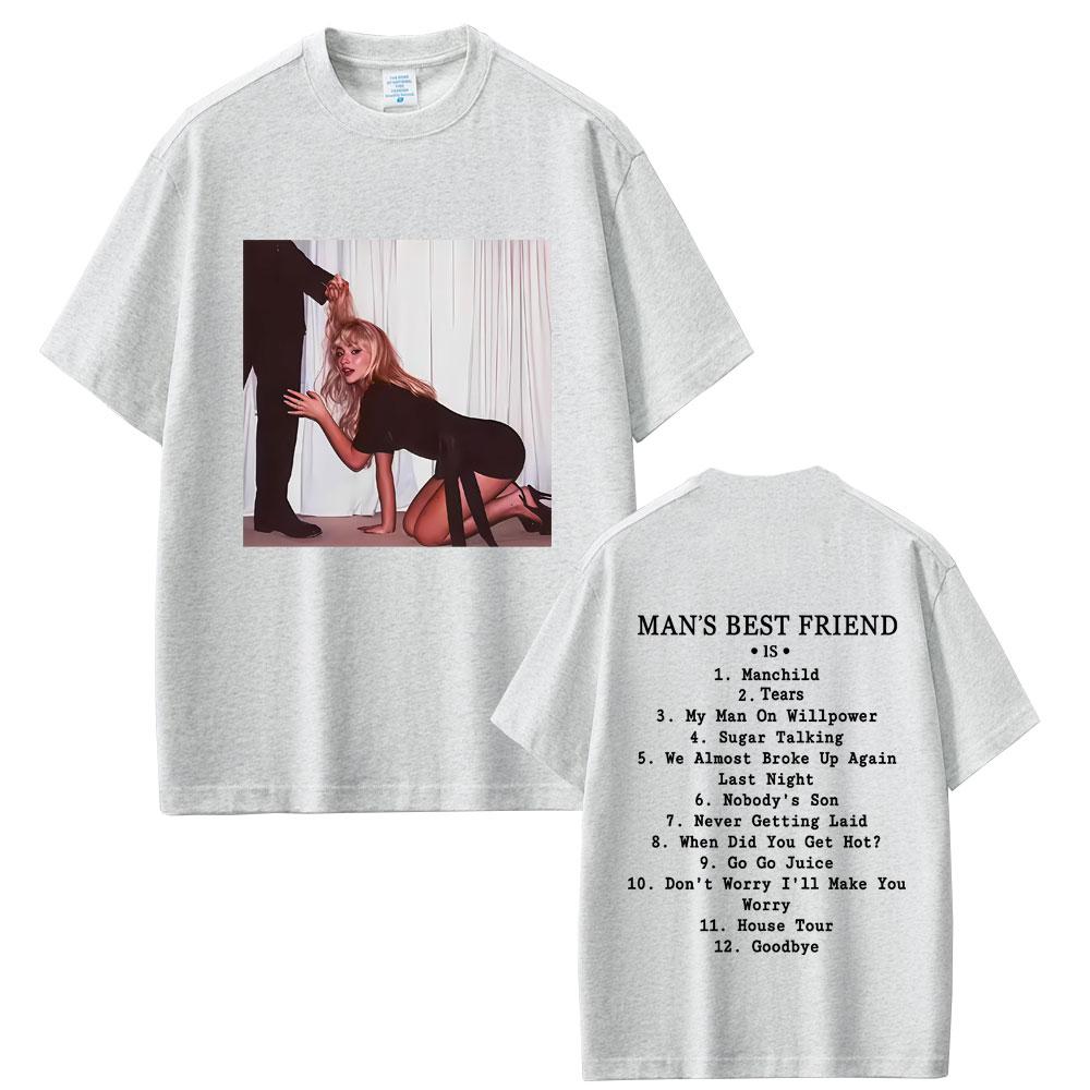 CHARM CLOTHINGS 2025 Zomer Sabrina Carpenter Man's Best Friend Album Grafisch Mannen Vintage Streetwear Mannen Vrouwen 100% Puur Katoen Bedrukt T-shirt S