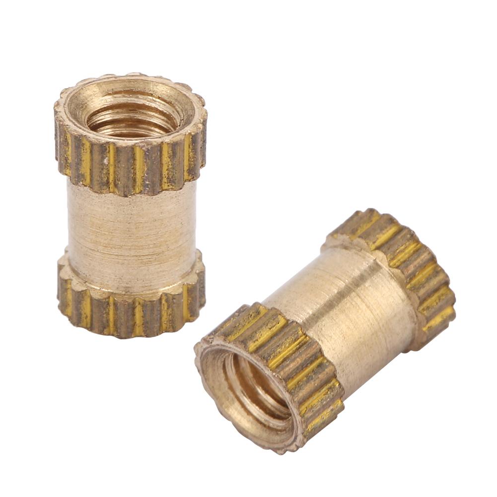 M2.5 Brass Cylinder Knurled Round Molded In Insert Embedded Nuts (M2.5*6*3.5; 50pcs)