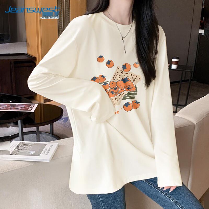 Jeanswest Women s Loose-Fit Pure Cotton Long Sleeve T-Shirt 2XL