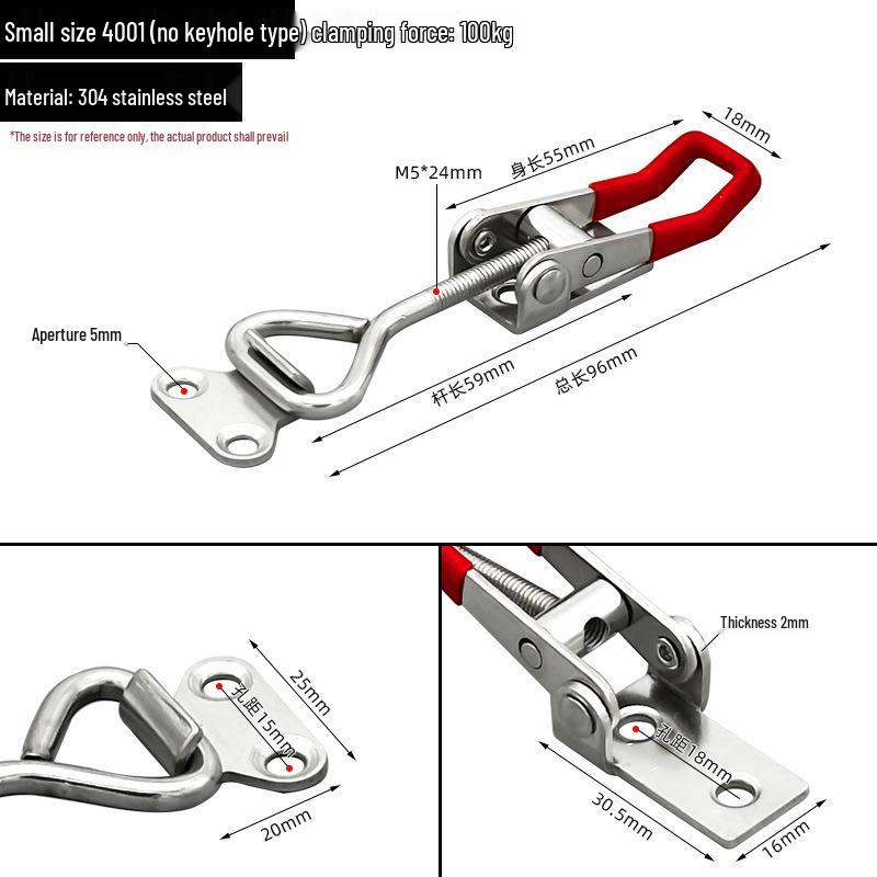 Adjustable 304 Stainless Steel Door Bolt Latch Toggle Fixture