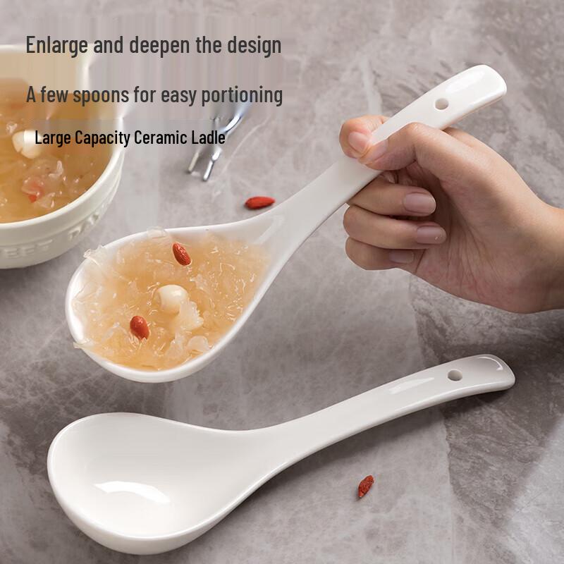 NHZHIW Ceramic Long Handle Soup Spoon