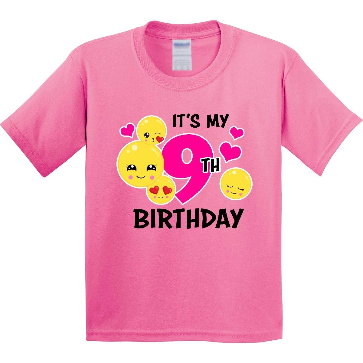 Inktastic Its My 9th Birthday With Smiling Emoticons Youth kids boys T-Shirt Birthdays Fun 110