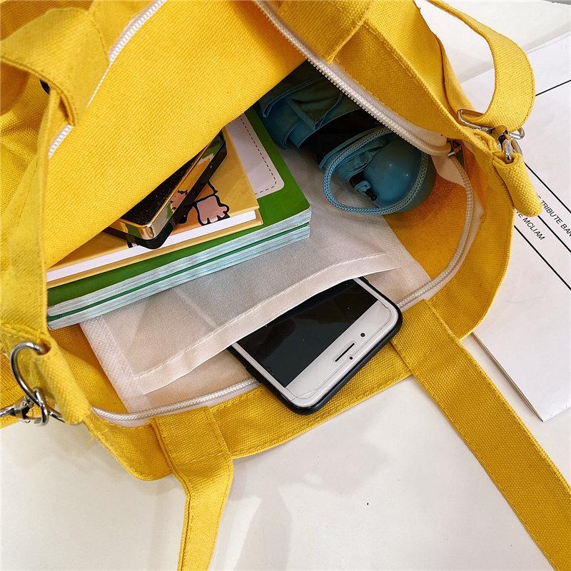 Simple Women Package Print Cute Bear Canvas Bag Handbags Japanese Literary Shoulder Bag Casual Shopping Tote Girl Handbag