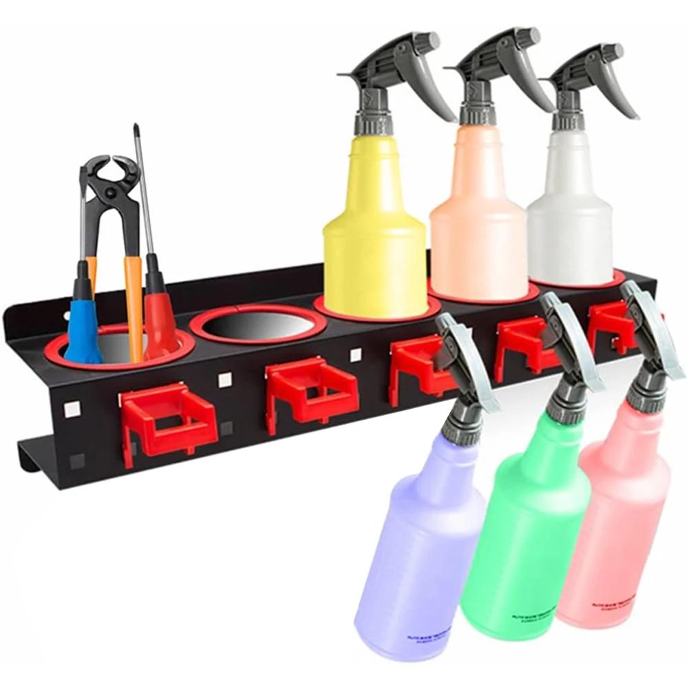 Auto Cleaning Detailing Tools Hanger 5 Holes & 5 Hanging Hooks Spray Bottle Wax Can Hanging Rack Car Detailing Organizer Holder
