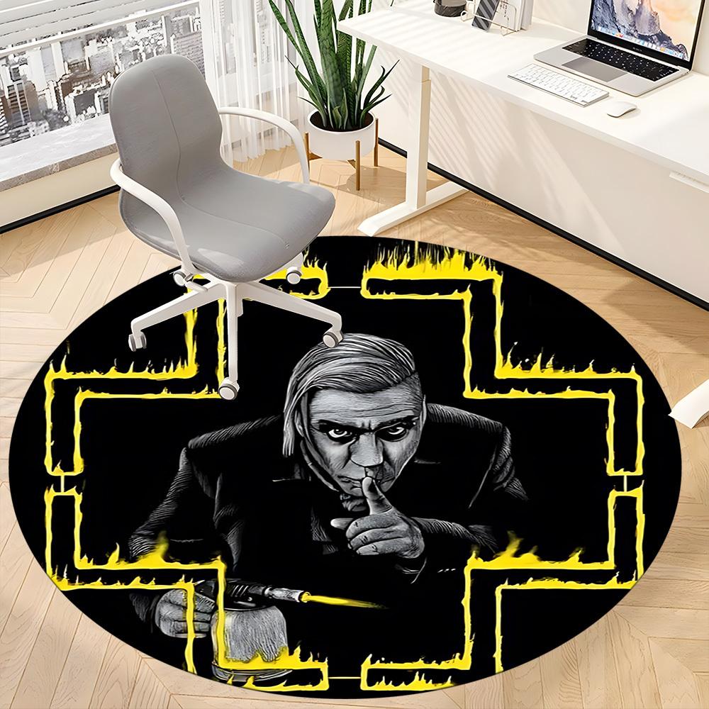 1PC Rammstein Office Round Rug, Non-slip, Soft and Durable Office Rug for Interior Decoration, Perfect for Office,yy250915007