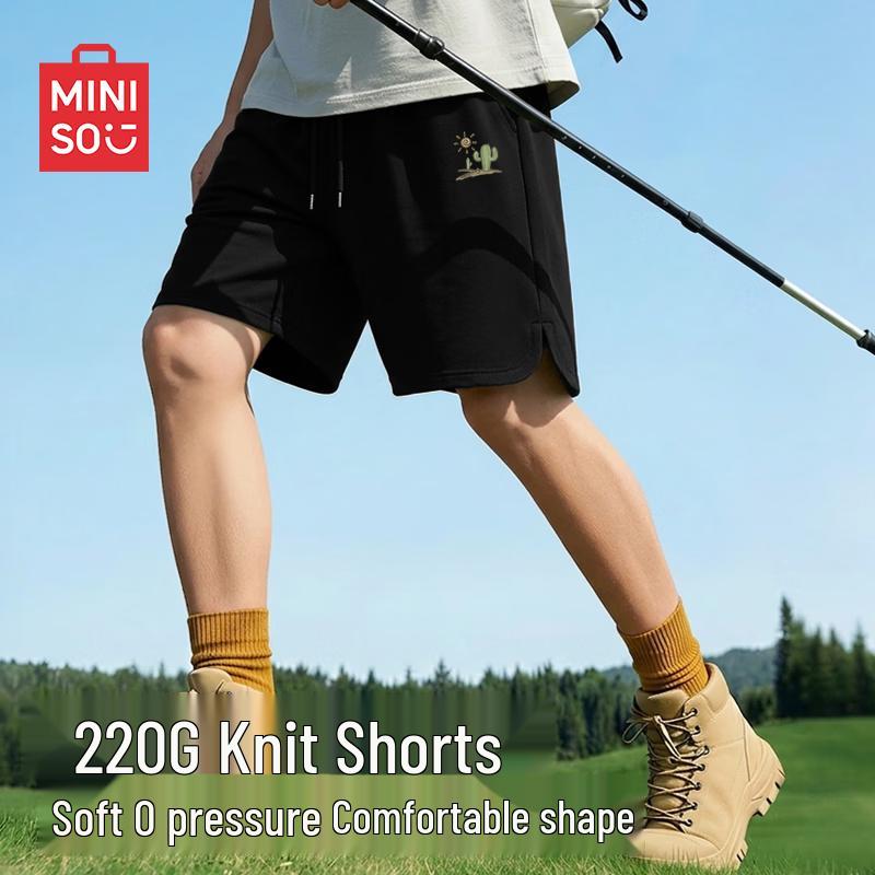 MINISO Men's Summer American Style Heavyweight Knit Casual Sport Shorts