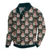 Men's Christmas Cotton Pullover Long Sleeve Outdoor Shirt Vintage Corduroy Button Stand Collar Shirt Casual Sweatshirt Christmas Print Top