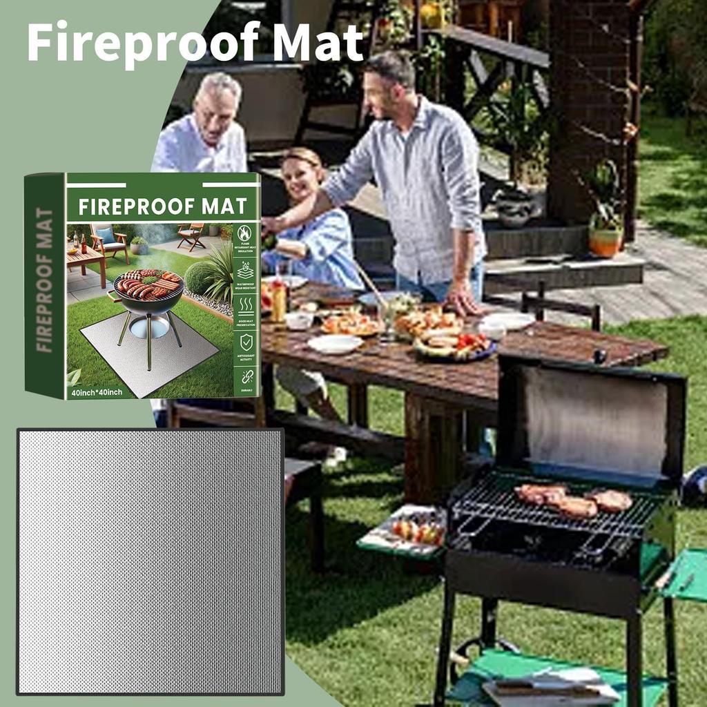 Feuerfeste Outdoor-Matte Wasserdicht Hitzebeständiges Polster Tragbarer Bodenschutz für Grill Lagerfeuer, Terrasse Strand Camping 100x100cm