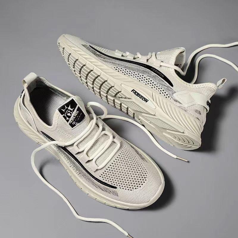 Flying woven men's shoes summer coconut sports shoes non-slip soft sole lightweight and versatile summer mesh thin mesh shoes casual shoes