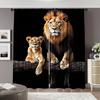 2pcs, 2D flat printing Curtains Lion And Lioness Log Print Versatile Polyester Fabric,Without Electricity Birthday Party Applies