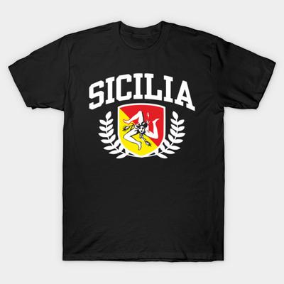 Men Black Print T-shirt Super Large TShirt Sicilia No-Cut Transfer Paper Print Cotton Tshirt