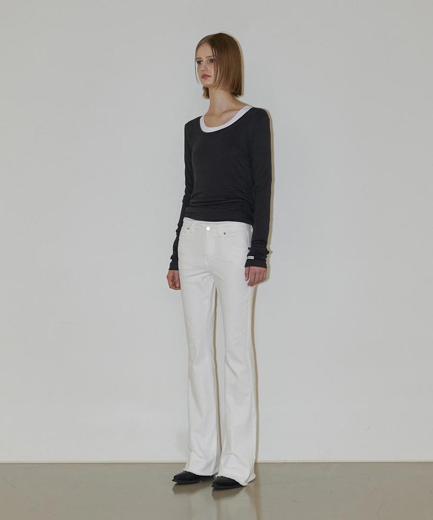 Lense Mid-Rise Boot Cut Pants White