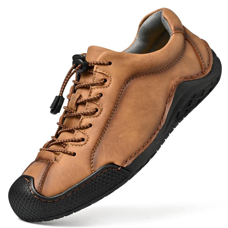 

High Quality Men Leather Shoes New Casual Leather Shoes Hardwearing Low Top Shoes Fashion Sneakers 46 коричневый