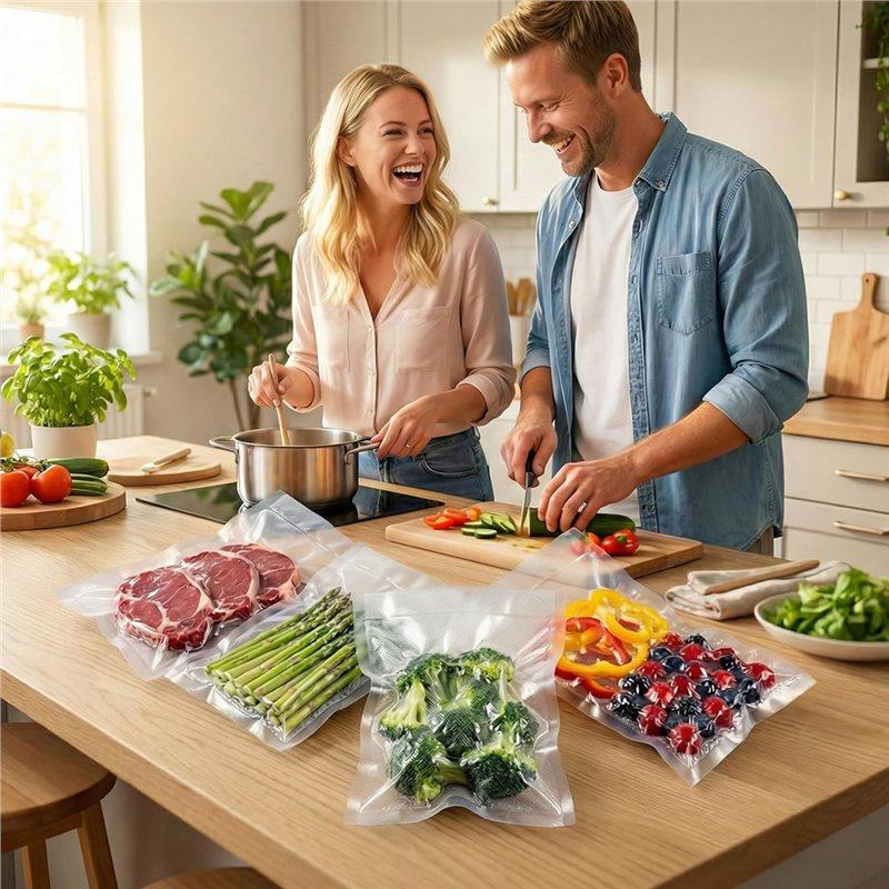 A03F-Food Vacuum Sealer Bags 100Pcs For Sous Vide Saver Kitchen Storage Vacuum Packaging Bags Tool