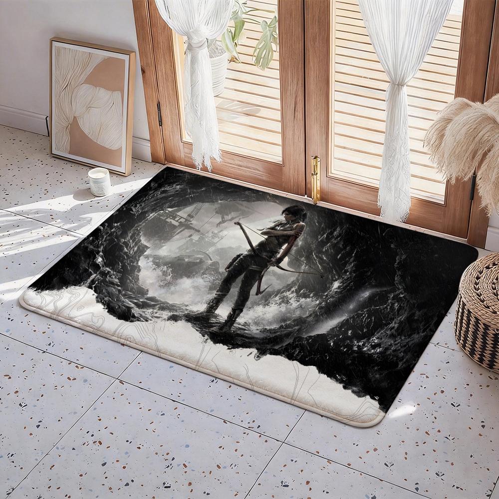 Game G Tomb Raider Floor Mat Eco Flannel Doormat Non Slip Odorless Indoor Floor Rug Soft Short Plush Home Mat