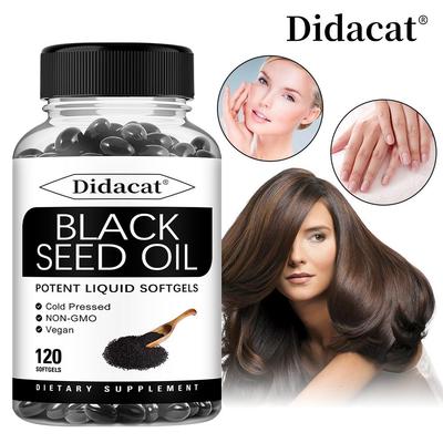 Didacat Olej z Czarnuszki Kapsułki Miękkie, 1000 mg, Tłoczony na Zimno, Nigella Sativa, 120 Kapsułek