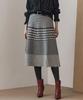 Maja Houndstooth Check Flare Knit Long Skirt