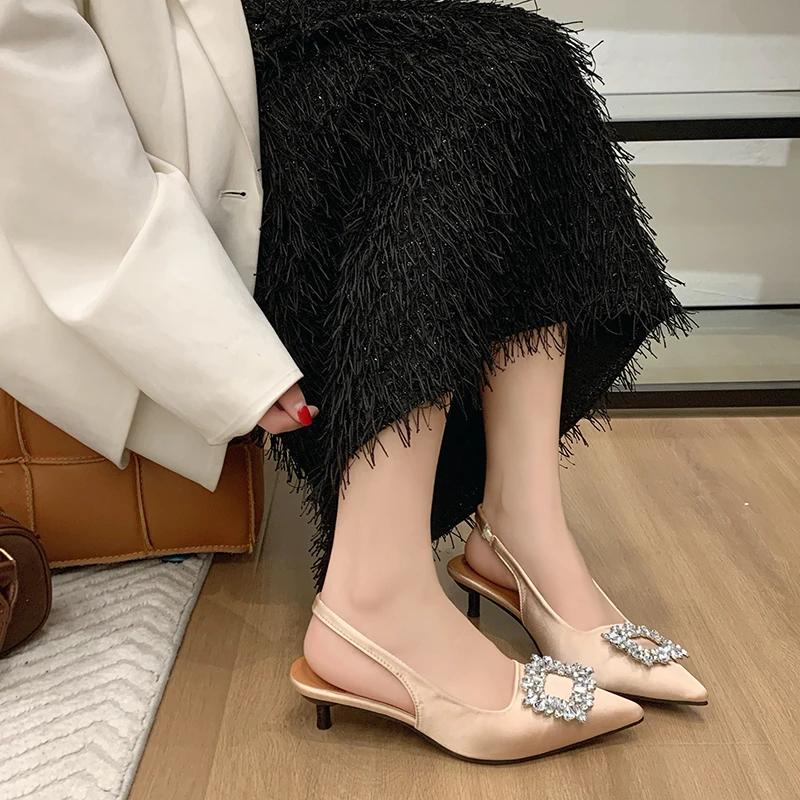 Pointed High Heels Women TransparentHigh Heels 2025 Summer Ladies Slingbacks Pumps Clear Elegant Weddings Shoes 35-42