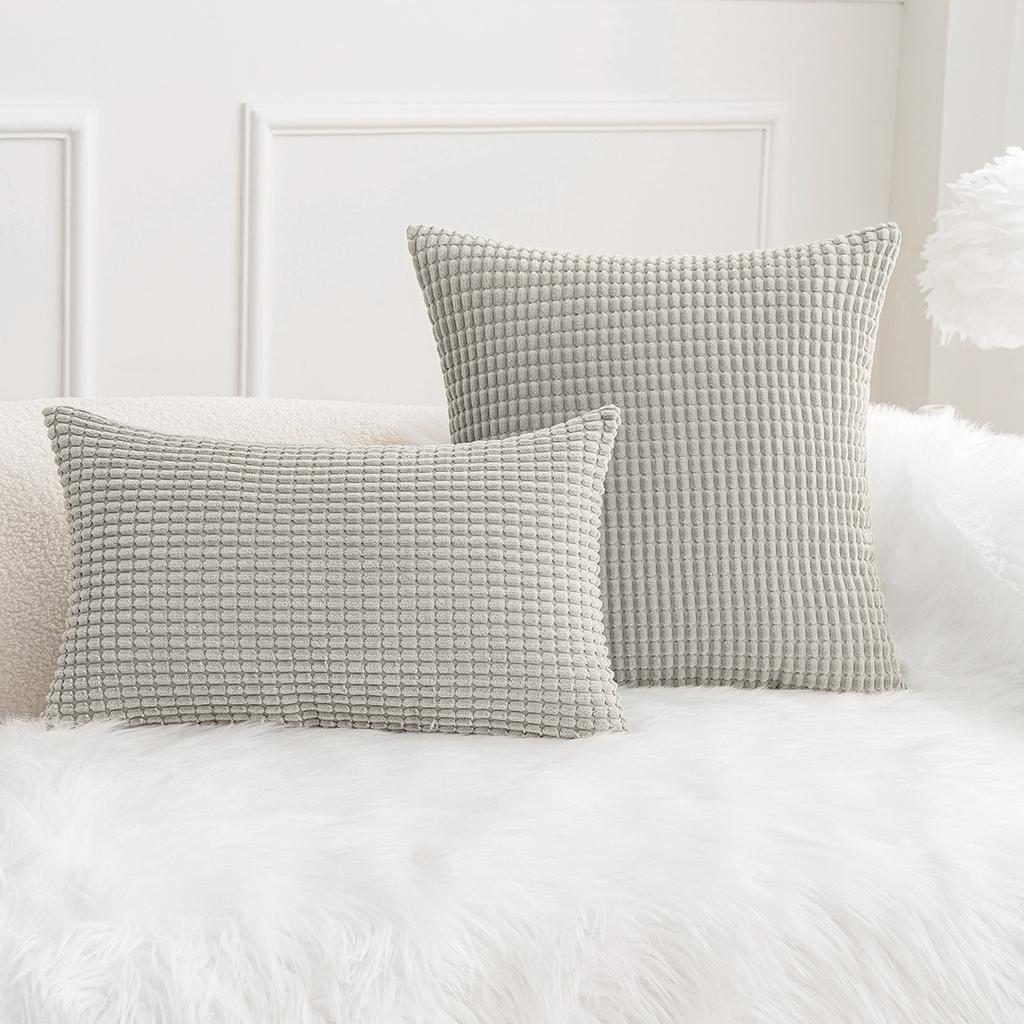 Nordischer Ins Stil Maiskorn Sofa Plüsch Kissenbezug Einfarbiger Stoff Zuhause Bettseite Rückenlehnenkissen Ohne Kissenkern