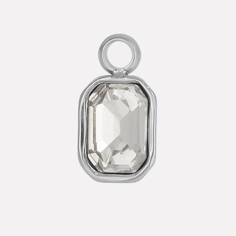 6pcs Different Color Stainless Steel Rectangle Charms For Jewelry Making Supplies Luxury Glass Stone Pendant Charm DIY Earrings