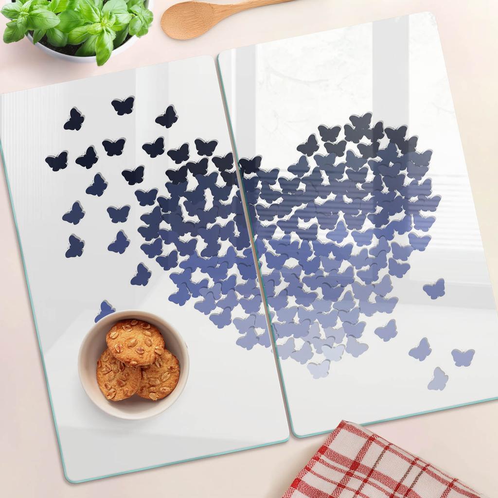 Decorative Tempered Glass Cutting Boards Butterflies Hearts 2X30X52 Cm