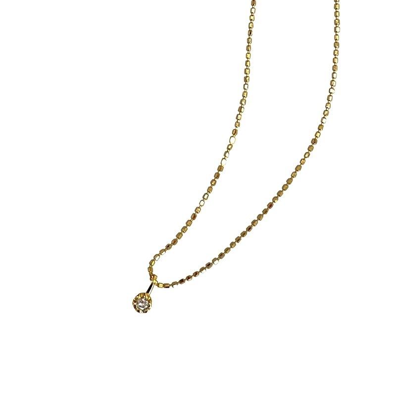 Japanese Super Beautiful S925 Sterling Silver Zircon Pendant Universal Folding Adjustable Necklace Women's Light Luxury Clavicle Chain