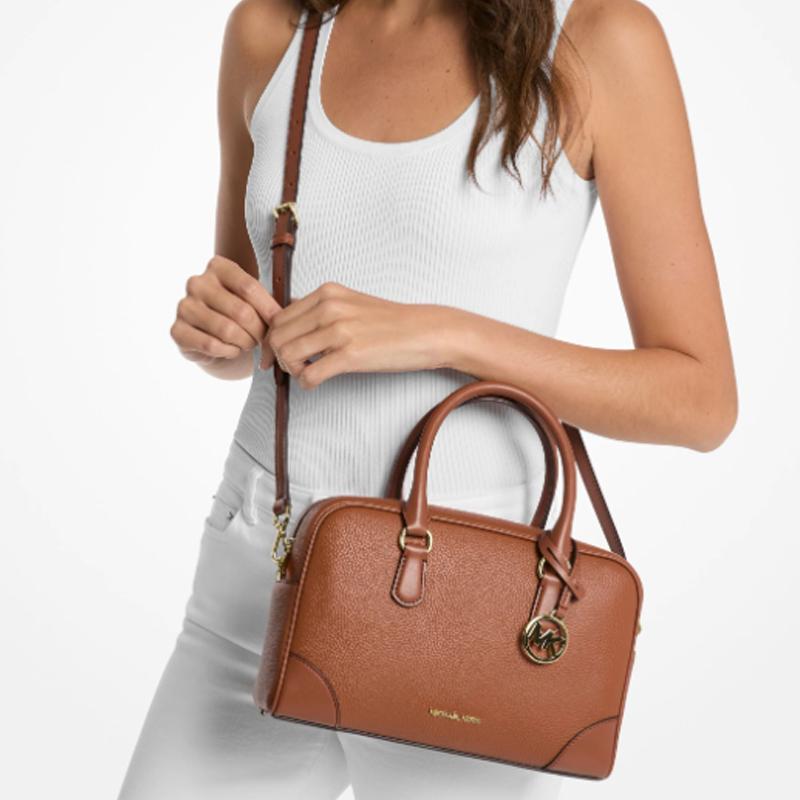 Michael Kors MK Thompson Hardware Accessories Leather And Synthetic Leather Shoulder Crossbody Handbag Medium Women handbags Brown 35S5G7OS6L-LUGGAGE