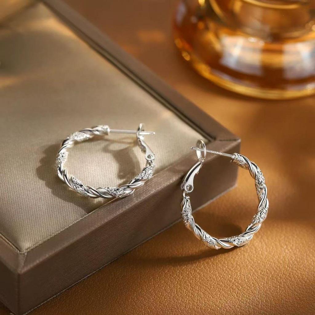 2025 Women's Niche Design 925 Sterling Silver Twisted Stud Earrings – Light Luxury Ear Jewelry with High-End Feel