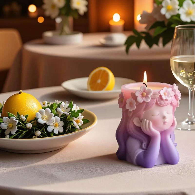 Kranz tragendes Mädchen Form Vase Silikonformen DIY Kerzenbecher Gefäß Gips Betonform Aufbewahrungsbox Blumentopf Harzform Werkzeug