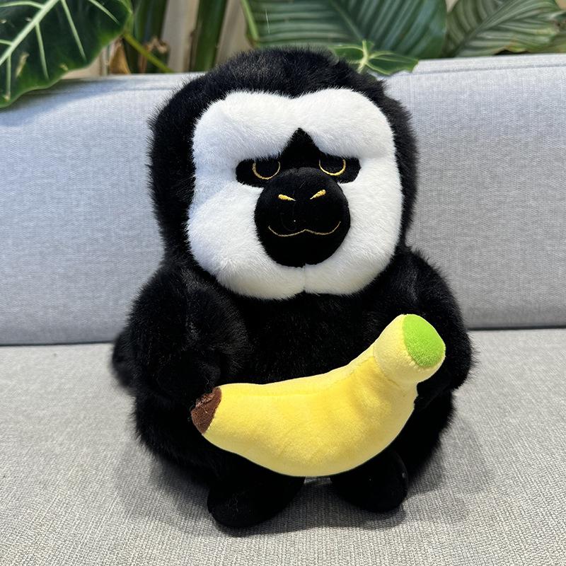 

Faced White Saki Plush Toy Military Coat Jacket Orange Banana Gesture Style Banana,25cm/9.84in