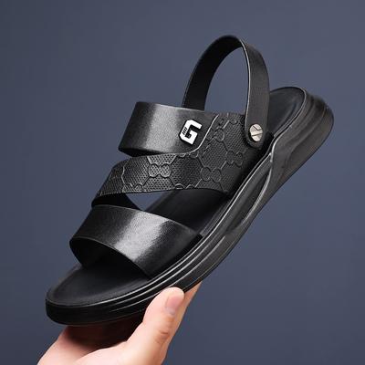 First Layer Sheepskin Men's Sandals Leather Casual Beach Shoes Outdoor Men's Leather Sandals Outdoor Breathable Men's Shoes Slippers