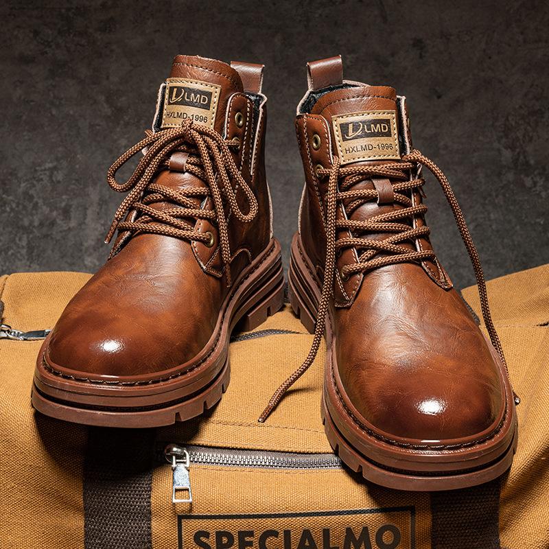 Retro autumn and winter new high-top Martin boots British style thick-soled leather boots outdoor retro short boots