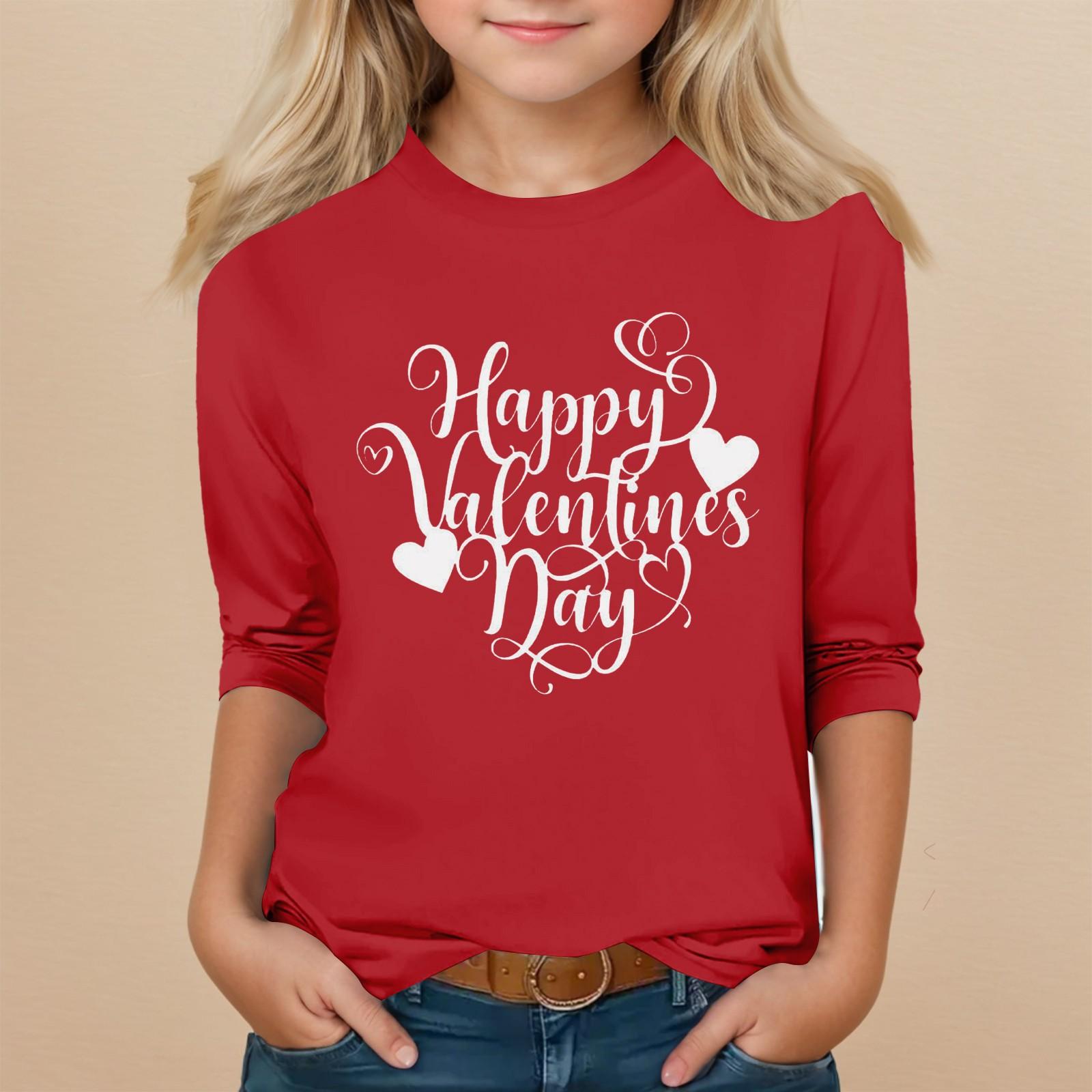 

Детский топ с круглым вырезом и рукавами, на каждый день с принтом ко Дню святого Валентина XXL винный