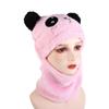 Warmer Woolen Girls Boys With Scarf Winter Fleece Hats Kids Caps Cartoon Panda Hats Kids Bonnet