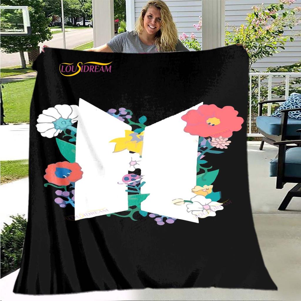 BTS 3D Kpop Bangtan Boys Couverture de lit Bureau Maison Randonnée Pique-nique Couette Épaisse Couvre-lit Tendance Couverture en Flanelle