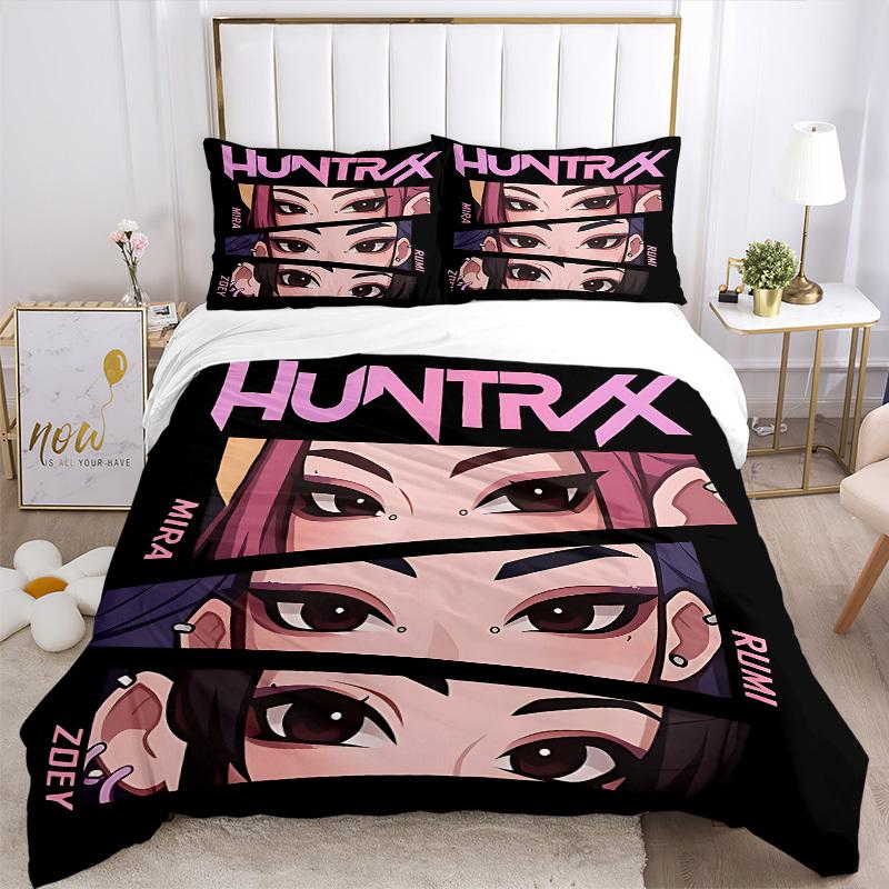 3pcs bedding set K-Pop Demon Hunters Includes 1 Comforter+2 Pillowcases, Without Pillow Inserts, Soft Comfortable, Lightweight Breathable,206