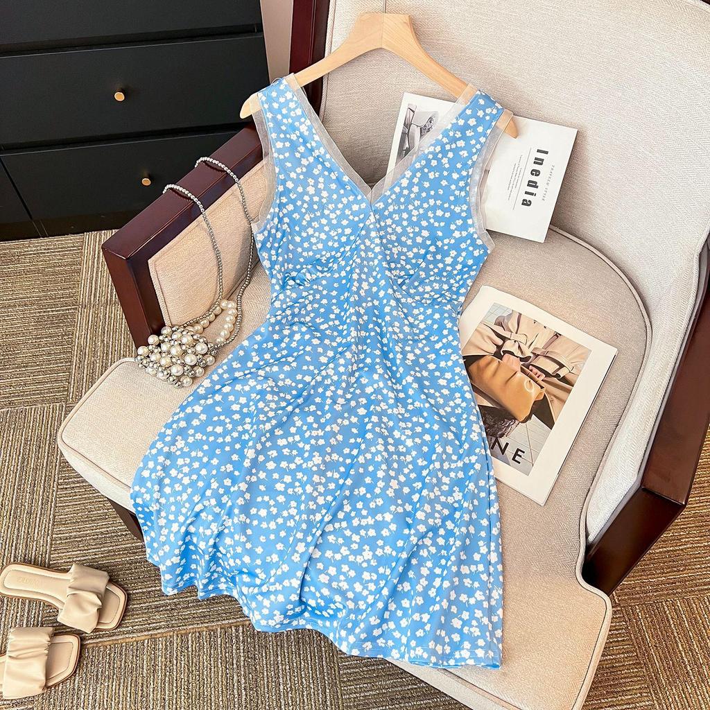 Spicy Girl Fresh Floral A-line Slimming Vest Dress for Women - 2025 Summer Collection