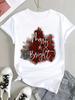 (Asian Size) Peace Trend Christmas Clothing T Shirt Tee Top Festival New Year Women Fashion Print Female Woman Short Sleeve Graphic T-shirts