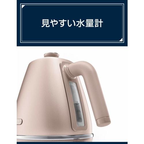 De'Longhi Electric Kettle Distinta Perla KBIN1200J-PK Stainless Steel 1.0L Easy-to-read water meter Foreign object prevention filter Empty boiling pre
