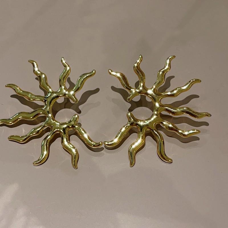 

Золотые простые серьги-гвоздики от солнца, большие массивные геометрические серьги для женщин, необычные индивидуальные модные украшения 2023 gold