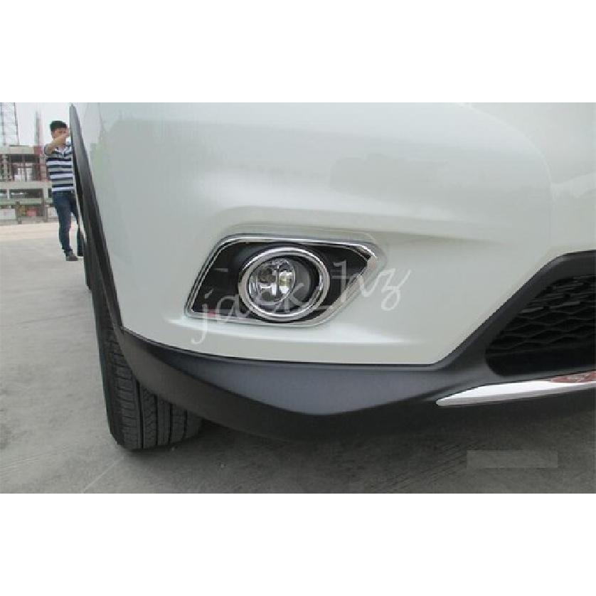 Chrome Front Fog Light Cover Surrounds Trims For 2014-2016 Nissan Rogue X-Trail