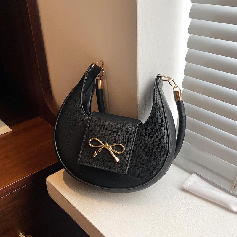 Indentation Simple Casual Retro Solid Color 2025 Spring New Bow Fashion Design Single Shoulder Underarm Small Square Bag