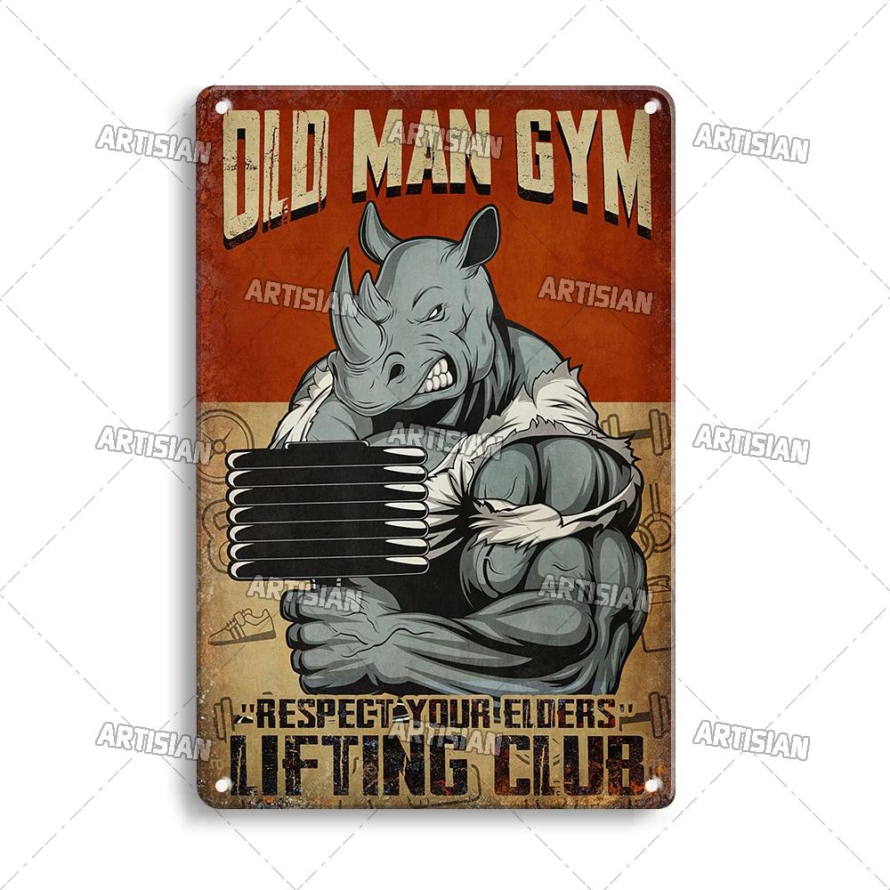 ARTISIAN Weathered Gym Club Metal Tin Sign Vintage Decorative Plate Rusty Sport Metal Poster Man Cave Club Studio Wall Decor