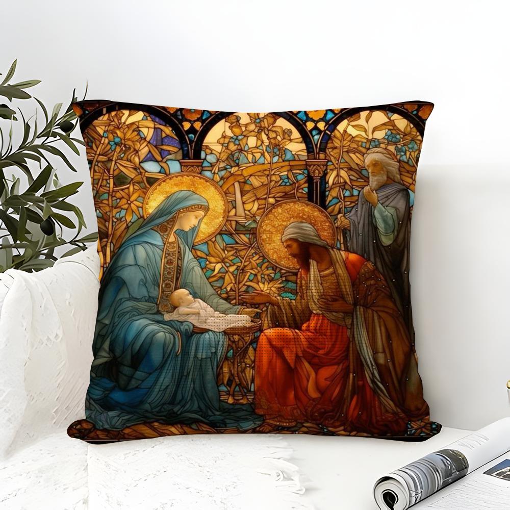 Classical Mural Patterns And Religious Prints Pillow Case Linen Pillow Case Sofa Home Decor Cushion Cover Cushion Cove