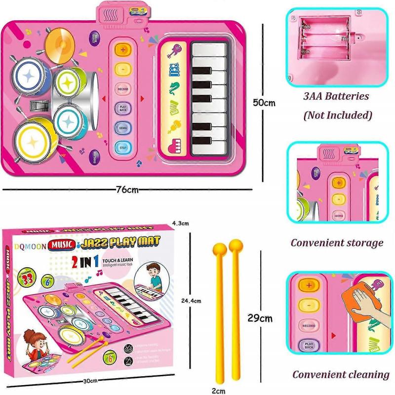 Toys for 1 2 3 4 5 Year Old Girls, 2 In 1 Music Mat, Kids Toys for Girls Boys, Educational Musical Toys Birthday Gifts, Christmas Stocking Stuffers
